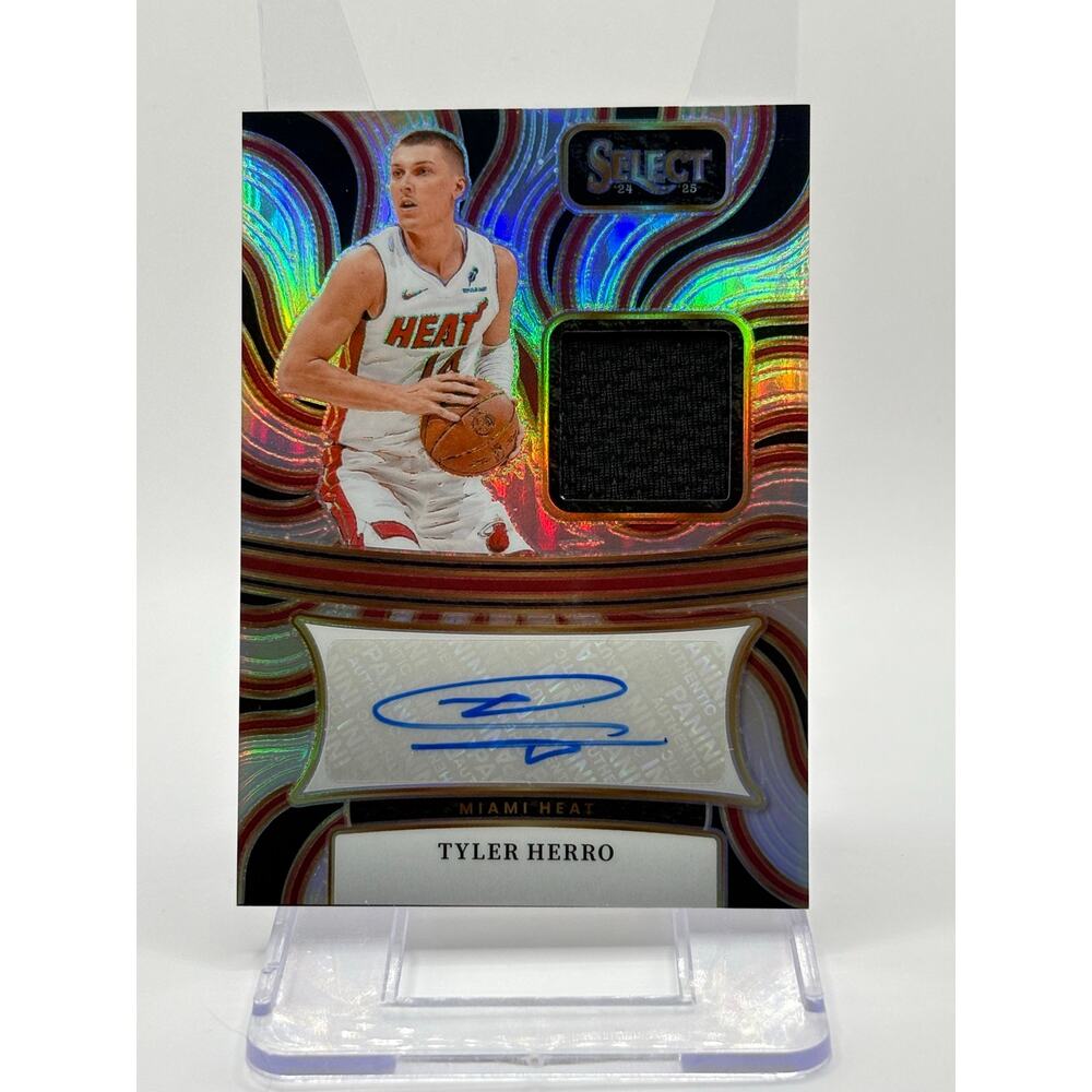 2024-25 Panini Select Tyler Herro Silver Game Used Jersey Patch Auto 64/149 SP